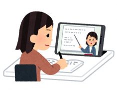 オンライン授業を受ける学生のイラスト