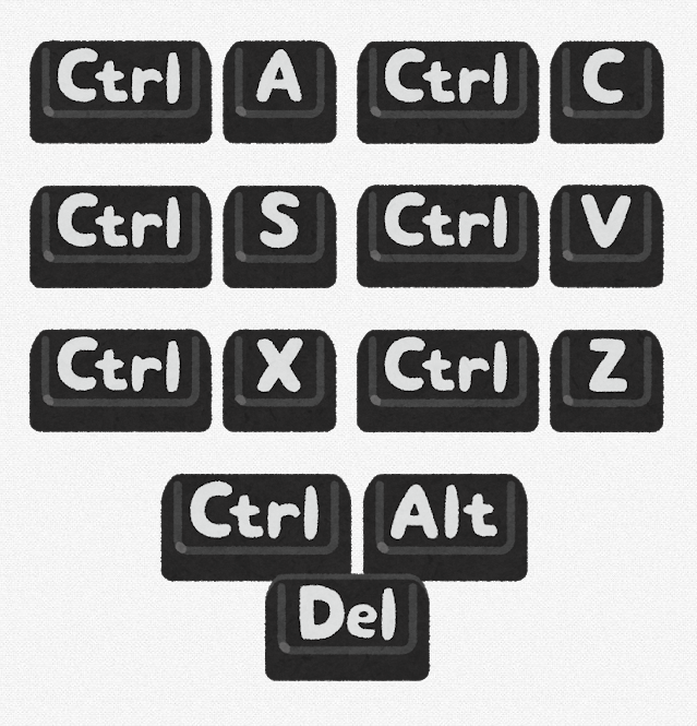 Windowsの代表的なショートカットキーの組み合わせのイラスト
