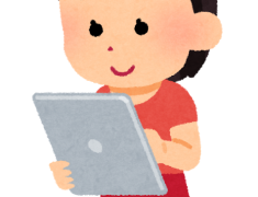 タブレットを操作する女の子のイラスト