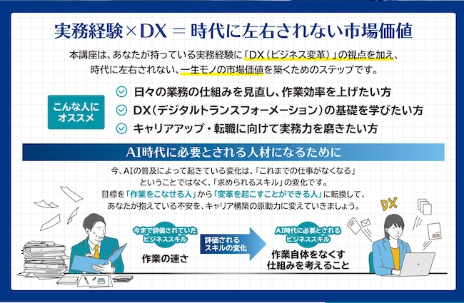 「ビジネス活用DX講座」でDXの実践力をつけましょう！
